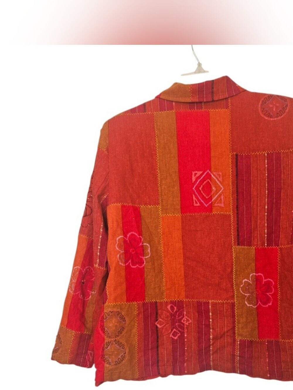 Alfred Dunner Linen Beaded Patchwork Jacket Women Petite 14 - Picture 2 of 4